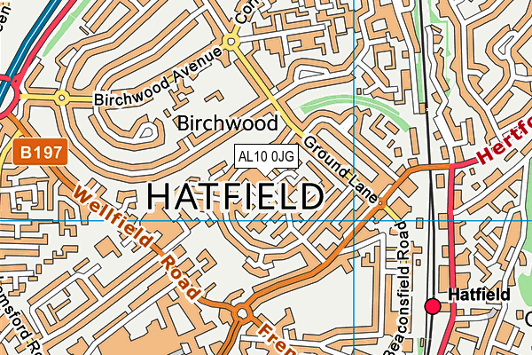 AL10 0JG map - OS VectorMap District (Ordnance Survey)