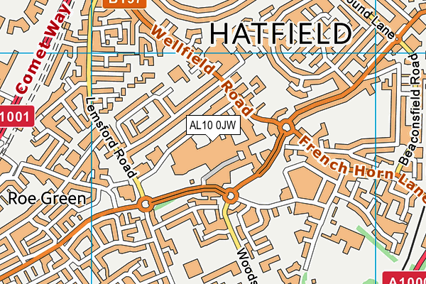 Energie Fitness (Hatfield) (Closed) map (AL10 0JW) - OS VectorMap District (Ordnance Survey)