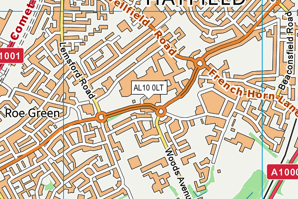 AL10 0LT map - OS VectorMap District (Ordnance Survey)