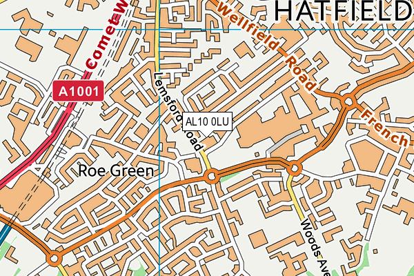 AL10 0LU map - OS VectorMap District (Ordnance Survey)