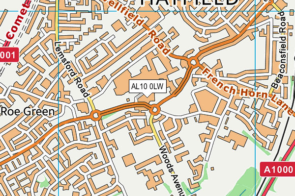 AL10 0LW map - OS VectorMap District (Ordnance Survey)