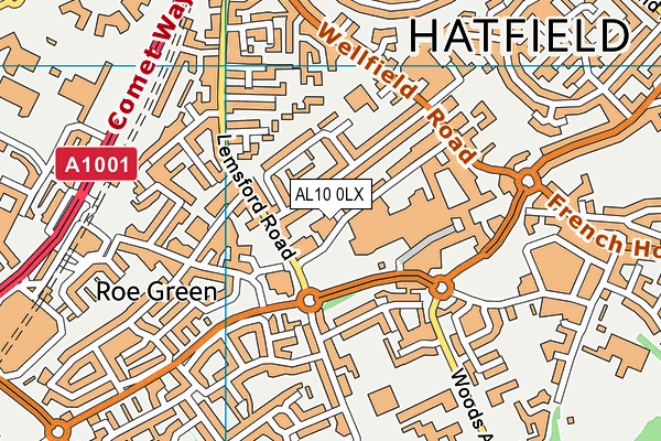 AL10 0LX map - OS VectorMap District (Ordnance Survey)