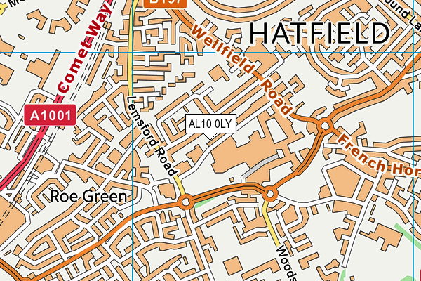 AL10 0LY map - OS VectorMap District (Ordnance Survey)