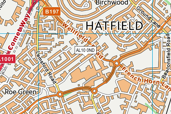 AL10 0ND map - OS VectorMap District (Ordnance Survey)