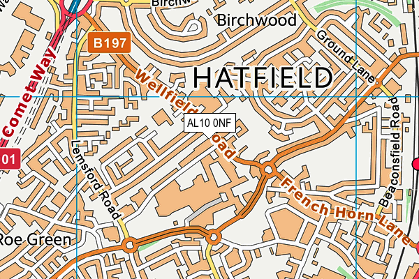 AL10 0NF map - OS VectorMap District (Ordnance Survey)