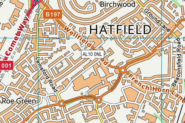 AL10 0NL map - OS VectorMap District (Ordnance Survey)