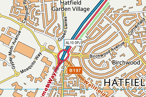 AL10 0PJ map - OS VectorMap District (Ordnance Survey)