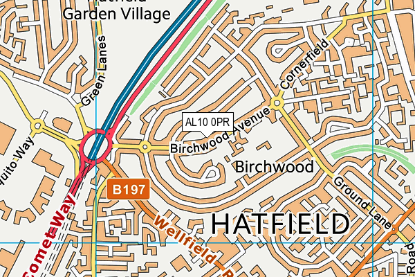 AL10 0PR map - OS VectorMap District (Ordnance Survey)