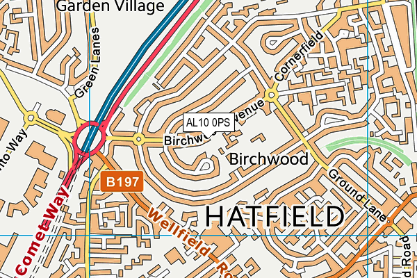 Birchwood Avenue Primary School map (AL10 0PS) - OS VectorMap District (Ordnance Survey)