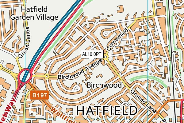 AL10 0PT map - OS VectorMap District (Ordnance Survey)