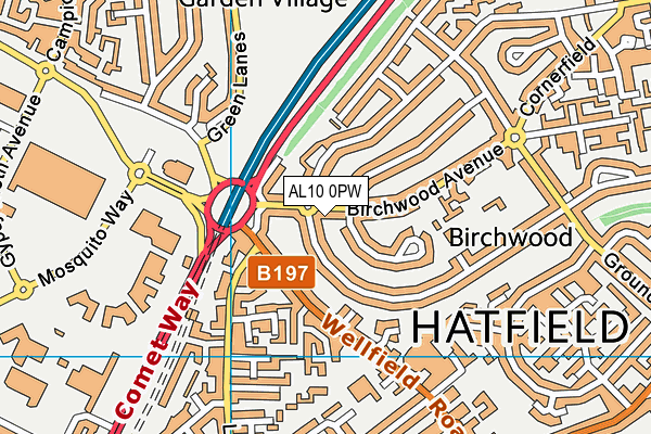 AL10 0PW map - OS VectorMap District (Ordnance Survey)