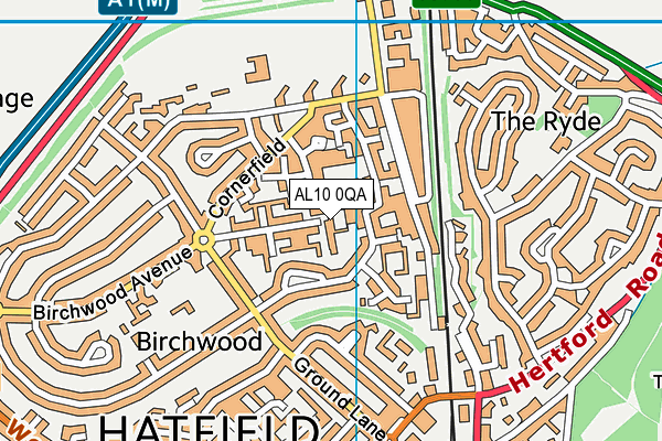 AL10 0QA map - OS VectorMap District (Ordnance Survey)