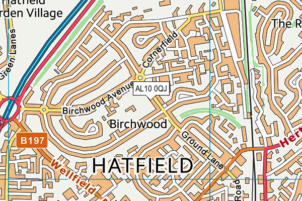 AL10 0QJ map - OS VectorMap District (Ordnance Survey)