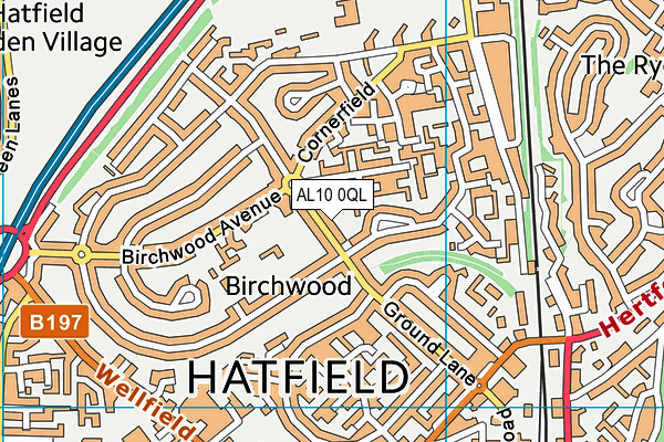 AL10 0QL map - OS VectorMap District (Ordnance Survey)