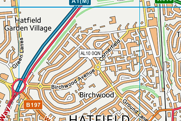 AL10 0QN map - OS VectorMap District (Ordnance Survey)