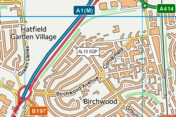 AL10 0QP map - OS VectorMap District (Ordnance Survey)