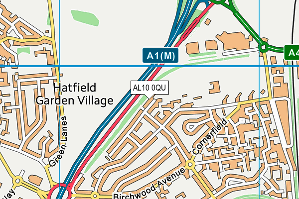 AL10 0QU map - OS VectorMap District (Ordnance Survey)