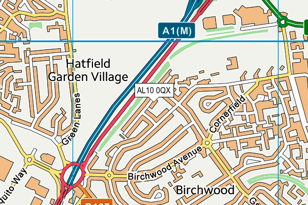 AL10 0QX map - OS VectorMap District (Ordnance Survey)