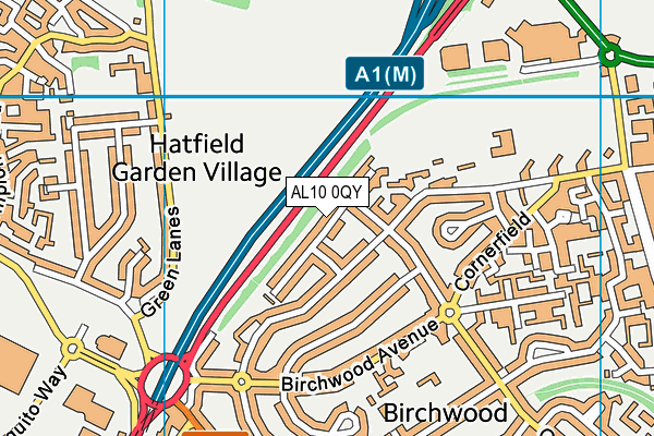 AL10 0QY map - OS VectorMap District (Ordnance Survey)