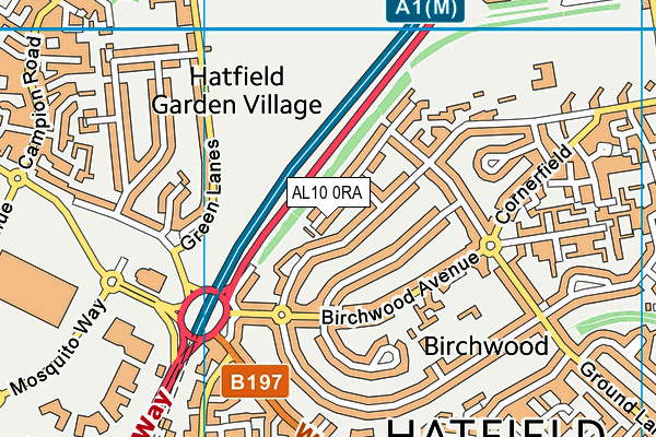 AL10 0RA map - OS VectorMap District (Ordnance Survey)