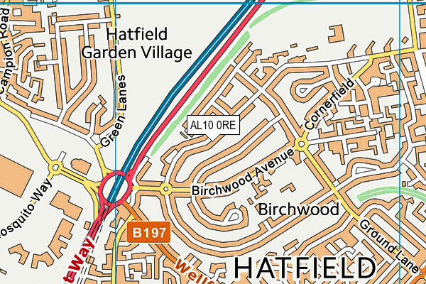 AL10 0RE map - OS VectorMap District (Ordnance Survey)