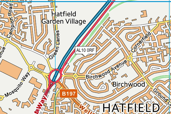 AL10 0RF map - OS VectorMap District (Ordnance Survey)