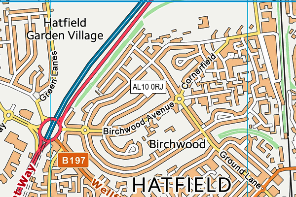 AL10 0RJ map - OS VectorMap District (Ordnance Survey)