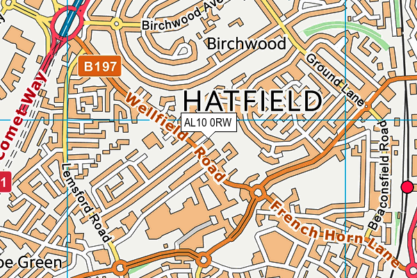 AL10 0RW map - OS VectorMap District (Ordnance Survey)