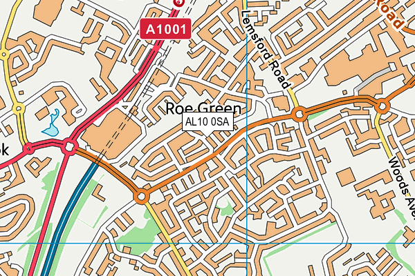 AL10 0SA map - OS VectorMap District (Ordnance Survey)