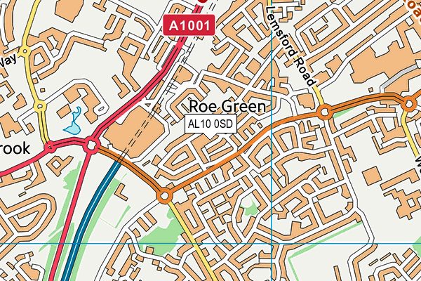 AL10 0SD map - OS VectorMap District (Ordnance Survey)