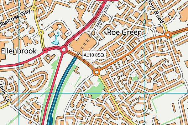 AL10 0SQ map - OS VectorMap District (Ordnance Survey)