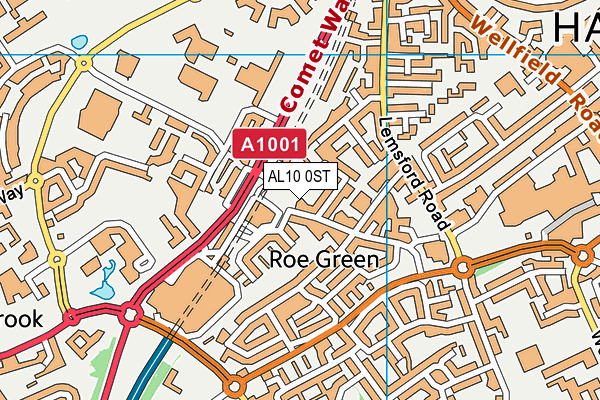 AL10 0ST map - OS VectorMap District (Ordnance Survey)