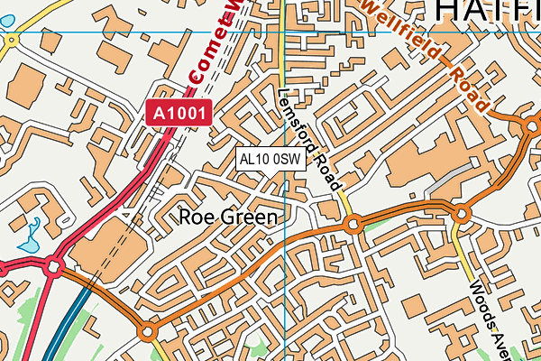 AL10 0SW map - OS VectorMap District (Ordnance Survey)