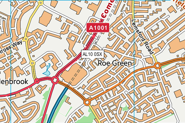 AL10 0SX map - OS VectorMap District (Ordnance Survey)