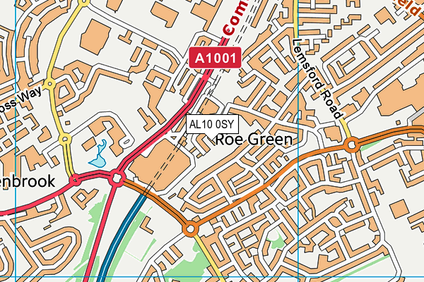 AL10 0SY map - OS VectorMap District (Ordnance Survey)