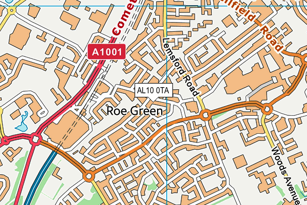 AL10 0TA map - OS VectorMap District (Ordnance Survey)