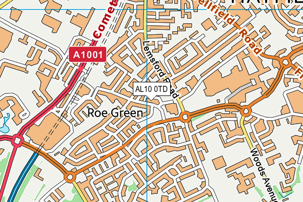 AL10 0TD map - OS VectorMap District (Ordnance Survey)