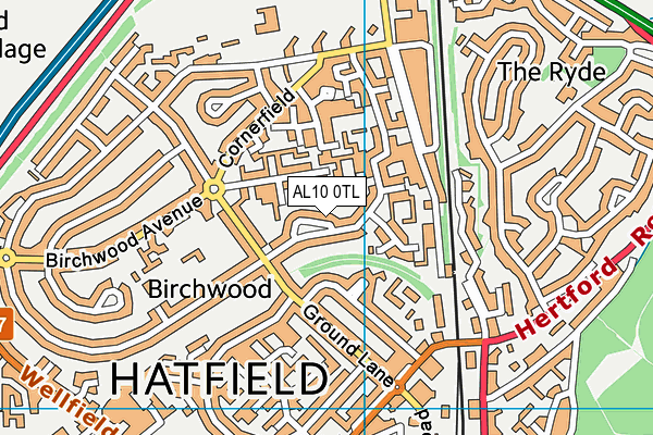 AL10 0TL map - OS VectorMap District (Ordnance Survey)