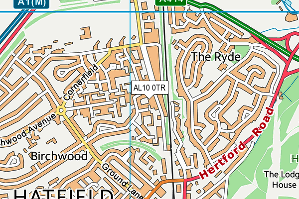 AL10 0TR map - OS VectorMap District (Ordnance Survey)