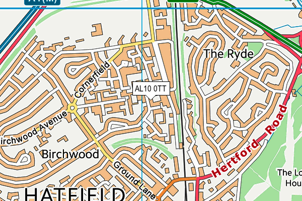 AL10 0TT map - OS VectorMap District (Ordnance Survey)