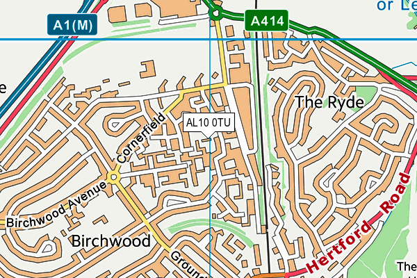 AL10 0TU map - OS VectorMap District (Ordnance Survey)