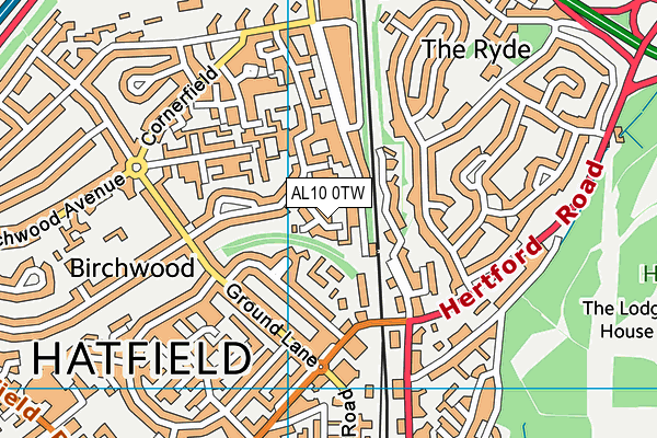 AL10 0TW map - OS VectorMap District (Ordnance Survey)