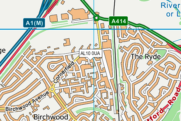 AL10 0UA map - OS VectorMap District (Ordnance Survey)