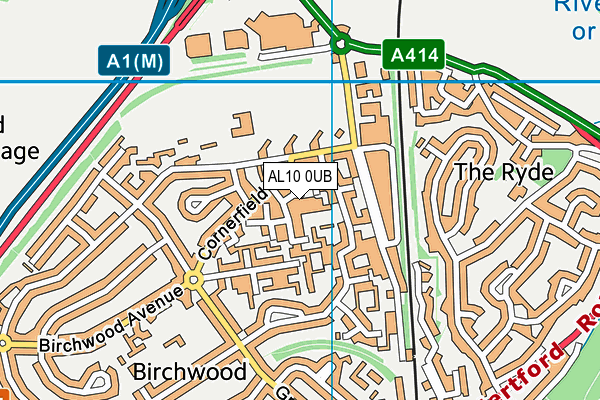 AL10 0UB map - OS VectorMap District (Ordnance Survey)