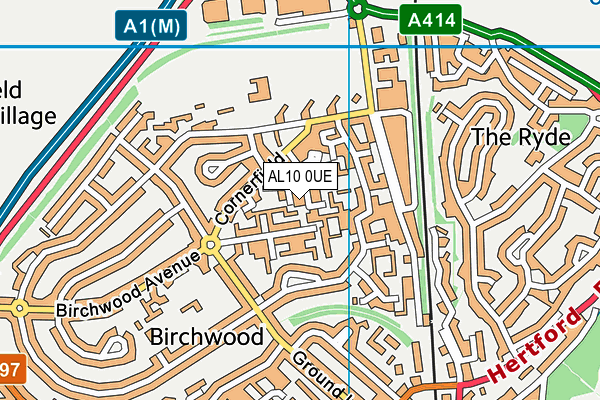 AL10 0UE map - OS VectorMap District (Ordnance Survey)