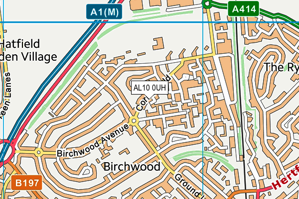 AL10 0UH map - OS VectorMap District (Ordnance Survey)