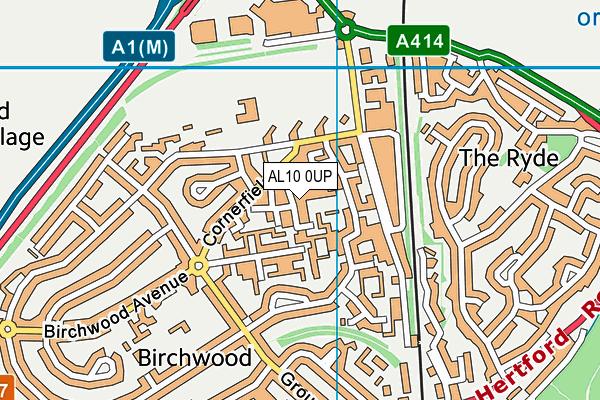 AL10 0UP map - OS VectorMap District (Ordnance Survey)