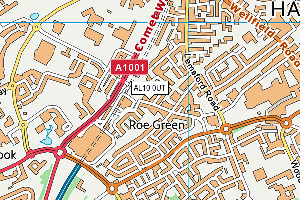 AL10 0UT map - OS VectorMap District (Ordnance Survey)