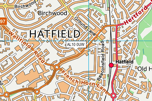 AL10 0UW map - OS VectorMap District (Ordnance Survey)