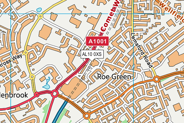 AL10 0XS map - OS VectorMap District (Ordnance Survey)